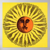  Celestial Yellow glimlachend Happy Hippie Sun Poster (Voorkant)