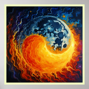 Celestial Yin Yang Art Poster