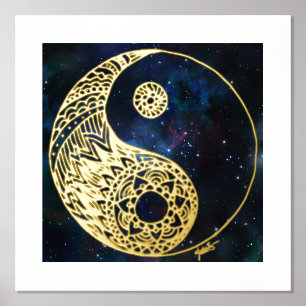 Celestial Yin Yang Gold Foil Art Print