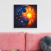 Celestial Yin Yang Stained Glass Art Canvas Afdruk (Insitu (Woonkamer))