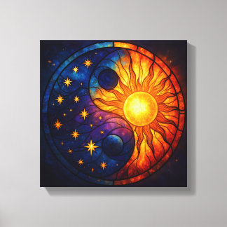 Celestial Yin Yang Stained Glass Art Canvas Afdruk