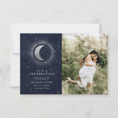 Celestial zilver twee foto bruiloft viering kaart (Voorkant)