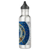 Celestial Zodiac Blue & Gold Astrology Signs Wheel Waterfles (Rechts)