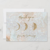 Celestial Zodiac Moon Blue Gold Typography Wedding Bedankkaart (Voorkant)