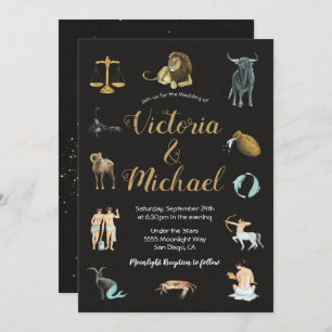Celestial Zodiac Star Signs Constellation Invita Kaart