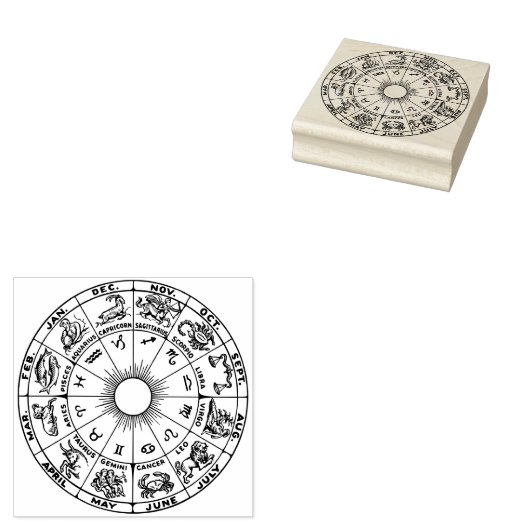 Celestial Zodiac Wheel Chart #1 Rubberstempel (Gestempeld)