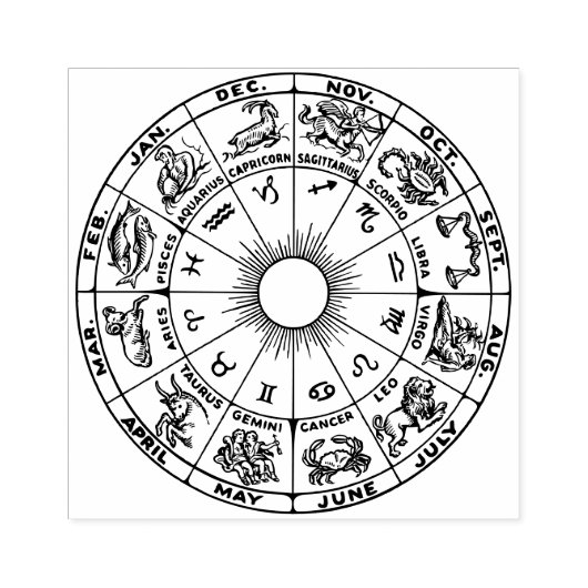 Celestial Zodiac Wheel Chart #1 Rubberstempel (Afrduk)