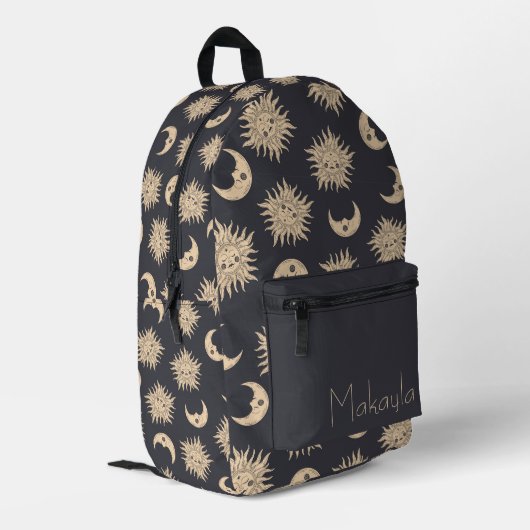 Celestial Zon, Maan en Sterren Gepersonaliseerd Bedrukte Rugzak (Achterkant Hoek Links)