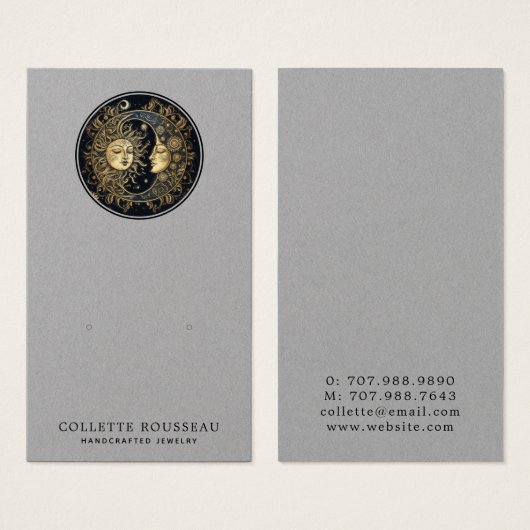 Celestial Zon Maan Sieraden Display Visitekaartje (Voorkant /achterkant)