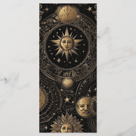 Celestial Zwart Goud Bruiloft Menu (Achterkant)