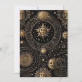 Celestial Zwart Goud Bruiloft Save The Date (Achterkant)