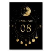 Celestial Zwart Goud Maan Phases Bruiloft Kaart (Voorkant)