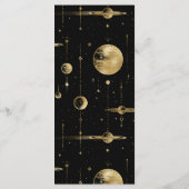 Celestial zwart gouden halve maan fasen bruiloft menu (Achterkant)