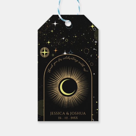 Celestial Zwart Mystiek Star Dust Cadeaulabel (Voorkant)