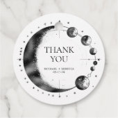 Celestial zwart wit maan fase bruiloft dank u bedankjes labels (Achterkant)