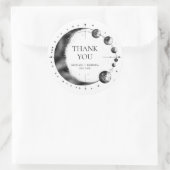 Celestial zwart wit maan fase bruiloft dank u ronde sticker (Tas)