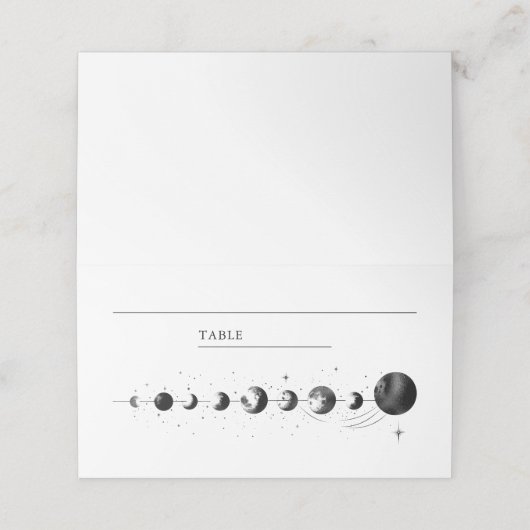 Celestial zwart witte halve maan fasen bruiloft (Buitenkant ongevouwen)