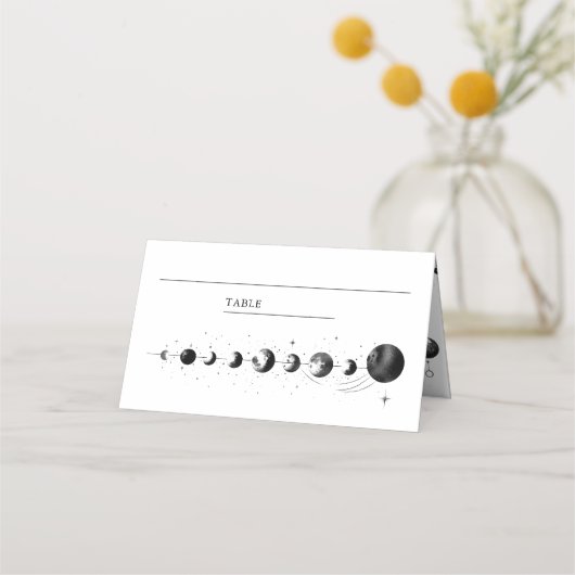 Celestial zwart witte halve maan fasen bruiloft (Voorkant)