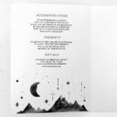 Celestial zwart witte halve maan fasen bruiloft drieluik uitnodiging (Binnenzijde eerst)