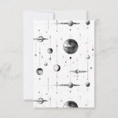 Celestial zwart witte halve maan fasen bruiloft RSVP kaartje (Achterkant)