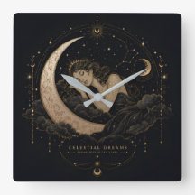 Celestiale Droom Luxe Maan & Sterren Wandklok