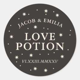 Celestiale ster liefdespotie trouwcocktail gunst ronde sticker