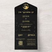 Celestiale ster moon QR code bruiloft All In One Uitnodiging (Binnen)