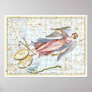 celestiale virgo- en baardconstellaties poster
