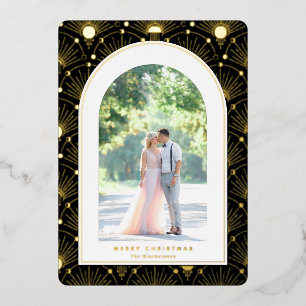 Celestile Art Deco-fotokerstkaart Folie Feestdagenkaart