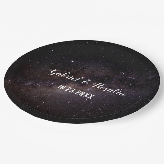 Celestique Sterrennacht Sky Engagement Party Papieren Bordje (Gekanteld)