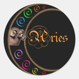 Celestrial Moon Aries Ronde Sticker