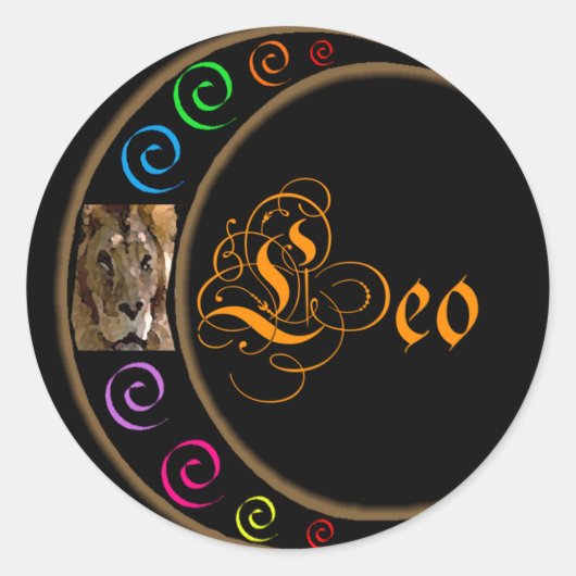 Celestrial Moon Leo Ronde Sticker (Voorkant)