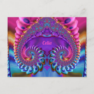 CELIA ~ Cartes postales brillantes 3D Rose bleu vi