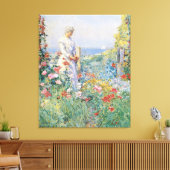 Celia Thaxter in haar tuin door Childe Hassam Canvas Afdruk (Insitu (Woonkamer))