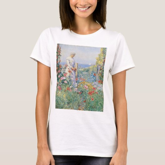 Celia Thaxter in haar tuin door Childe Hassam T-shirt (Voorkant)
