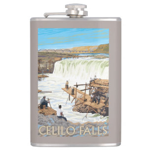 Celilo Herfsten Vist Vintage Travel Poster Heupfles