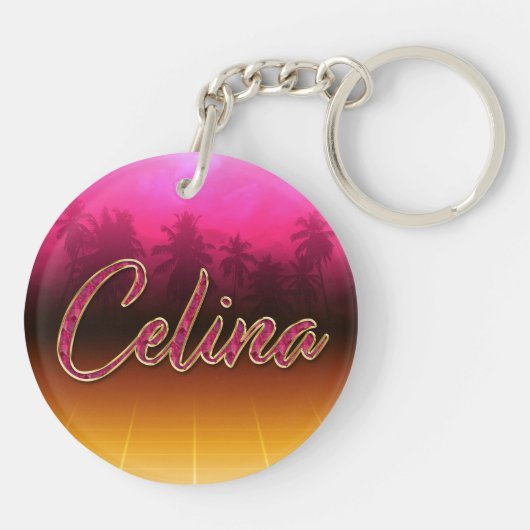 Celina Prénom Golden rose Porte-clés (Dos)
