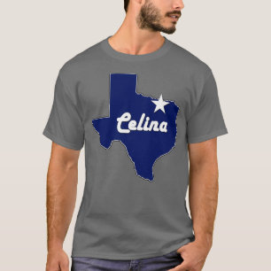 Celina Texas Lone State Map TX City Navy Blue T-shirt