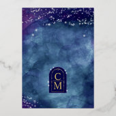 Celine · Celestial Sla de datum op met echt goud Folie Uitnodiging (Achterkant)