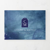 Celine · Elegante Hemelse Hemel Gebogen Aangepaste Drieluik Uitnodiging (Cover)