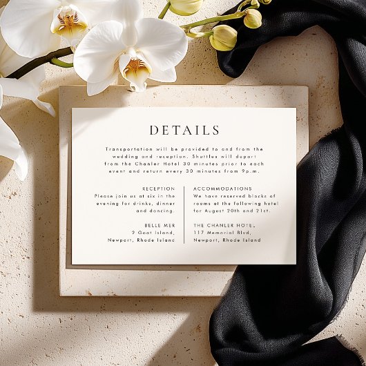 CELINE Minimalist Wedding Details Enclosure Card Kaart