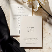 CELINE Minimalist Wedding Invite RSVP + Details Kaart