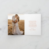 Celine Peach Elegant Wedding Bedankkaart (Binnen)