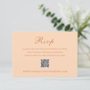 Celine Peach Elegant Wedding RSVP Kaartje