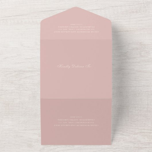 Celine Roze Elegante bruiloft All In One Uitnodiging (Buitenkant)