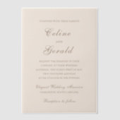 Celine Sandy Neutrals Elegant Wedding Vellum Uitnodigingen (Voorkant)