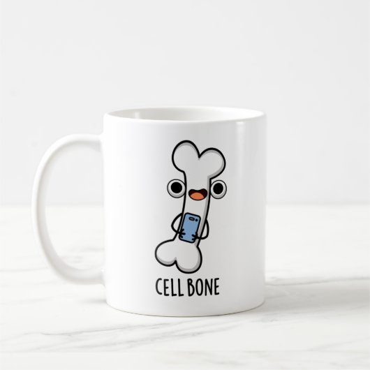 Cell Bone Funny Cell Phone Pun Koffiemok (Links)