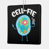 Cell-Fie Cell Fie Science Biology leraar student. Keramisch Ornament (Links)