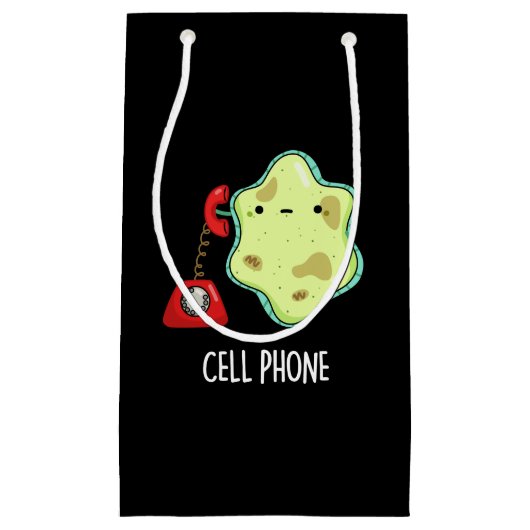Cell Phone Funny Biology Science Pun Dark BG Klein Cadeauzakje (Voorkant)