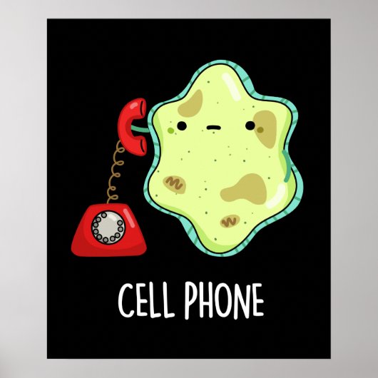 Cell Phone Funny Biology Science Pun Dark BG Poster (Voorkant)